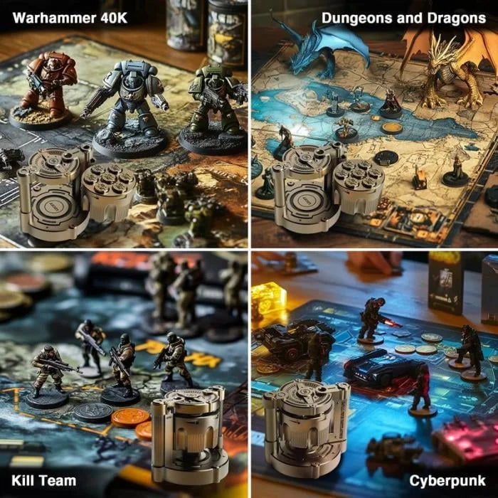 Metal Polyhedral Dice Set | Revolver Case for Gamers & Collectors 🎲🔫