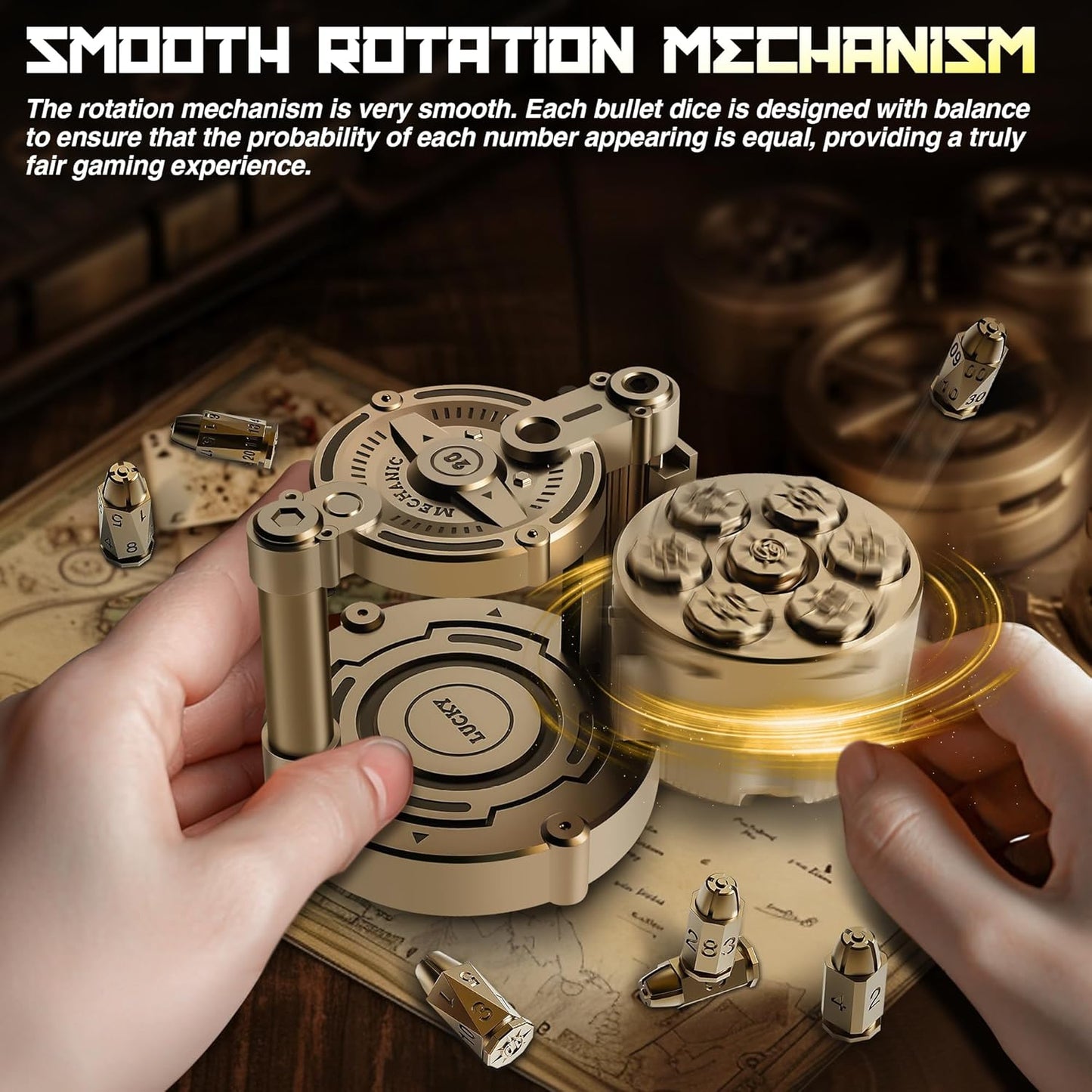 Metal Polyhedral Dice Set | Revolver Case for Gamers & Collectors 🎲🔫