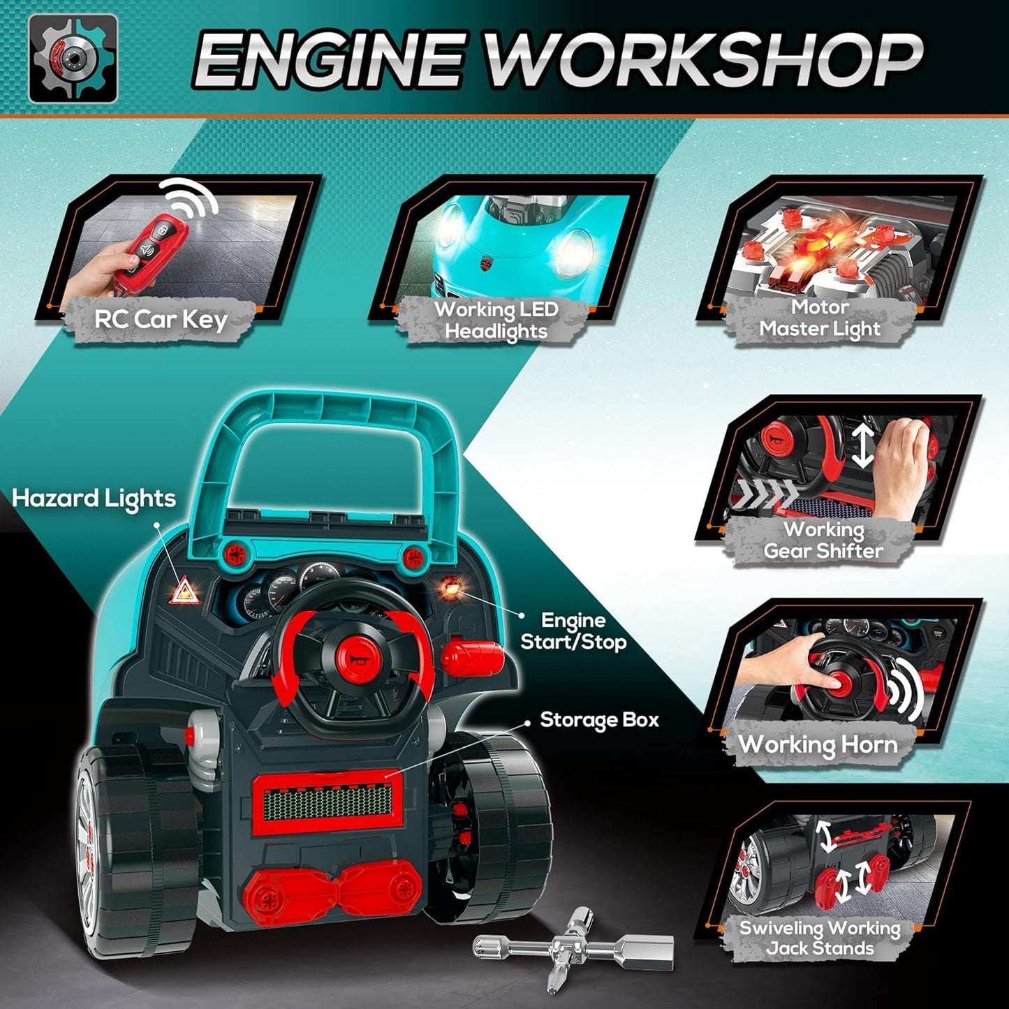 Interactive Kids' Toy Engine Workshop | Pretend Auto Repair Play Set 🔧🚗
