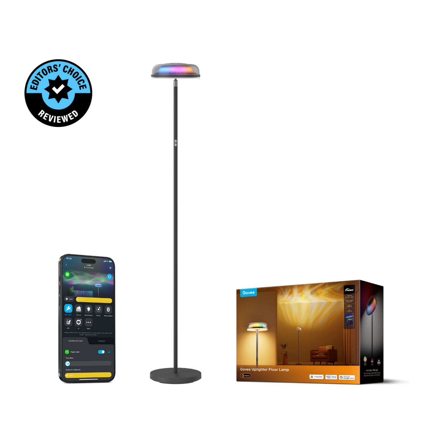 Dynamic Tri-Zone Uplight Floor Lamp | Smart Home Ambiance Redefined 💡✨